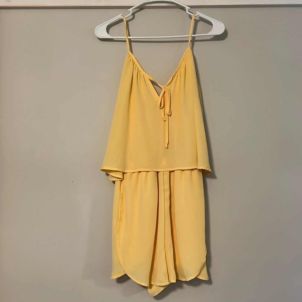 Yellow spaghetti strap romper